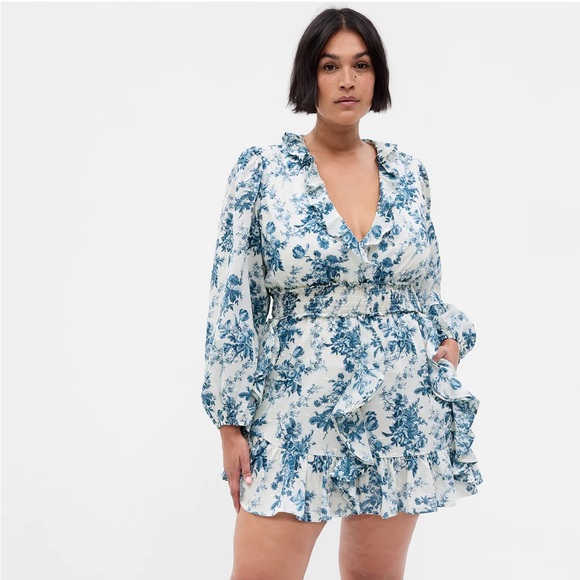 NWT Gap X LoveShackFancy Floral Mini Dress in Blue Floral - Picture 2 of 4